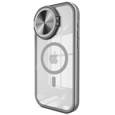 Mey İthalat®  iPhone 15 Pro Max Kılıf Teleskop Lens Magsafe Silikon Kapak - Titan Gri