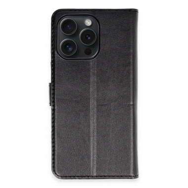 Mey İthalat®  iPhone 15 Pro Max Kılıf Trend S Plus Kapaklı Kılıf - Siyah