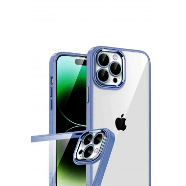 Mey İthalat®   iPhone 15 Pro Max  Lensli Silikon - Açık Mavi