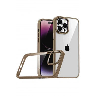 Mey İthalat®   iPhone 15 Pro Max  Lensli Silikon - Çöl Titanyum