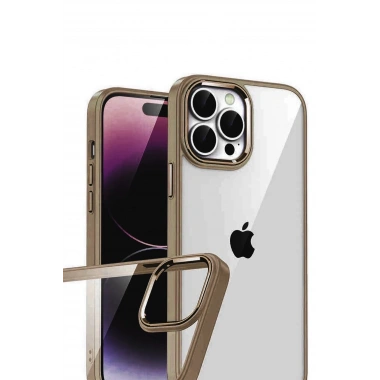 Mey İthalat®   iPhone 15 Pro Max  Lensli Silikon - Çöl Titanyum