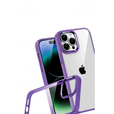 Mey İthalat®   iPhone 15 Pro Max  Lensli Silikon - Mor