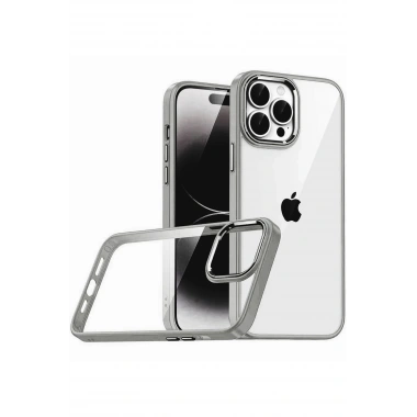 Mey İthalat®   iPhone 15 Pro Max  Lensli Silikon - Titan Gri