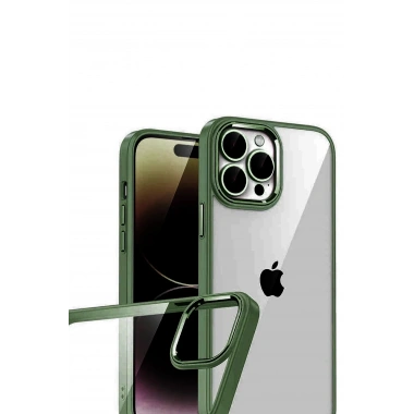 Mey İthalat®   iPhone 15 Pro Max  Lensli Silikon - Yeşil