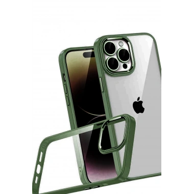 Mey İthalat®   iPhone 15 Pro Max  Lensli Silikon - Yeşil