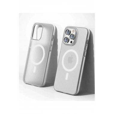 Mey İthalat®  iPhone 15 Pro Max Line Magsafe Kapak - Beyaz