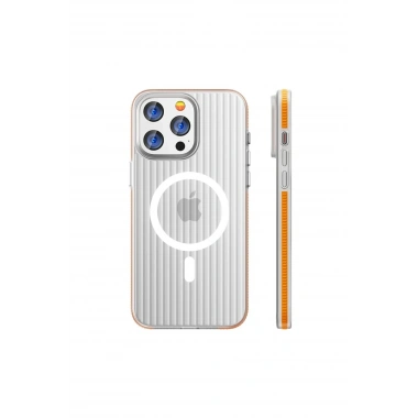 Mey İthalat®  iPhone 15 Pro Max Line Magsafe Kapak - Turuncu