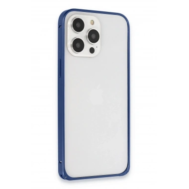 Mey İthalat® iPhone 15 Pro Max Metal Bumper Mat Kapak - Lacivert