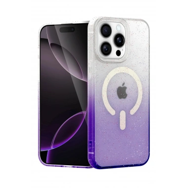 Mey İthalat®   iPhone 15 Pro Max Pummel Shiny Magsafe Kapak - Mor