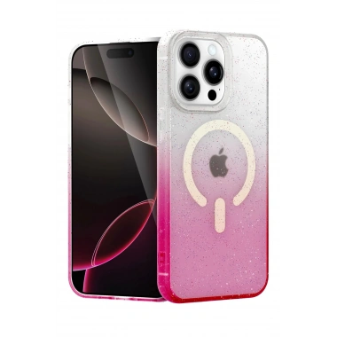 Mey İthalat®   iPhone 15 Pro Max Pummel Shiny Magsafe Kapak - Pembe