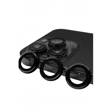 Mey İthalat®  iPhone 15 Pro Max Raze Metal Kamera Lens - Siyah