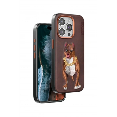 Mey İthalat®  iPhone 15 Pro Perma Desenli Kapak - Kahverengi