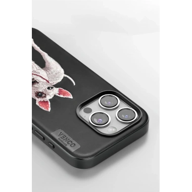 Mey İthalat®  iPhone 15 Pro Perma Desenli Kapak - Kahverengi