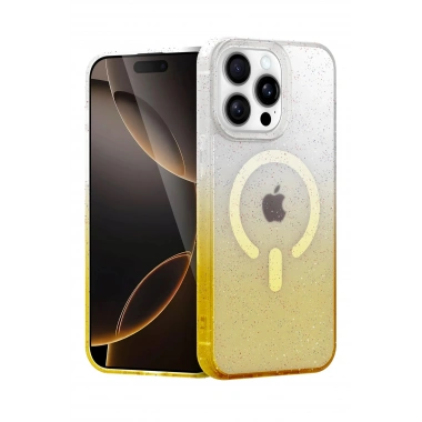 Mey İthalat®   iPhone 15 Pro Pummel Shiny Magsafe Kapak - Gold