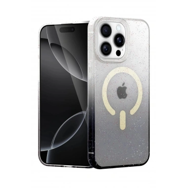 Mey İthalat®   iPhone 15 Pro Pummel Shiny Magsafe Kapak - Siyah