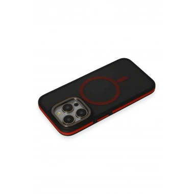 Mey İthalat® iPhone 15 Pro Rocky Magsafe Kapak - Siyah-Kırmızı