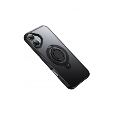 Mey İthalat®  iPhone 16 Avatar 360 Dönen Magsafe Kapak - Siyah