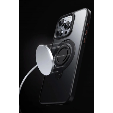 Mey İthalat®  iPhone 16 Avatar 360 Dönen Magsafe Kapak - Siyah