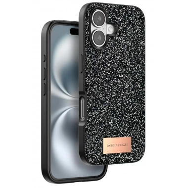 Mey İthalat®   iPhone 16 Bright Simli Kapak - Siyah