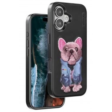 Mey İthalat®  iPhone 16 Cute Desenli Kapak - Siyah