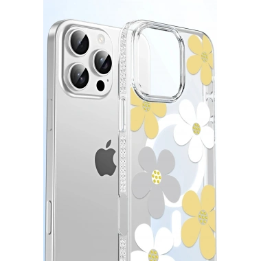 Mey İthalat®   iPhone 16 Floral Magsafe Kapak - Pembe