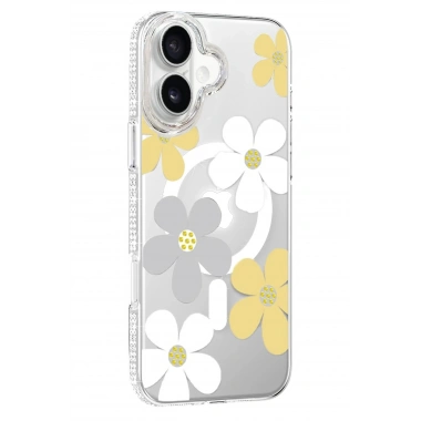 Mey İthalat®   iPhone 16 Floral Magsafe Kapak - Sarı
