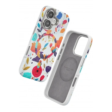 Mey İthalat®  iPhone 16 Flower Series Magsafe Kapak - Beyaz