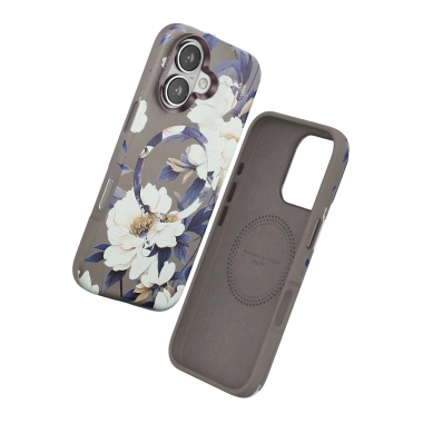 Mey İthalat®  iPhone 16 Flower Series Magsafe Kapak - Gri