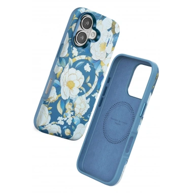 Mey İthalat®  iPhone 16 Flower Series Magsafe Kapak - Mavi
