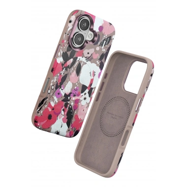 Mey İthalat®  iPhone 16 Flower Series Magsafe Kapak - Pembe