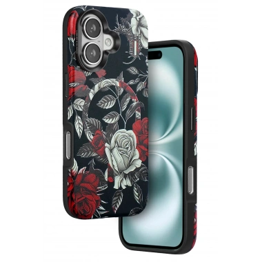 Mey İthalat®  iPhone 16 Flower Series Magsafe Kapak - Siyah