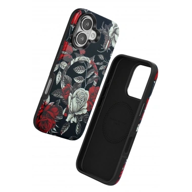 Mey İthalat®  iPhone 16 Flower Series Magsafe Kapak - Siyah