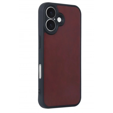 Mey İthalat®  iPhone 16 Kılıf Aras Deri Kapak - Bordo