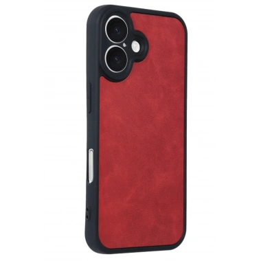 Mey İthalat®  iPhone 16 Kılıf Aras Deri Kapak - Kırmızı