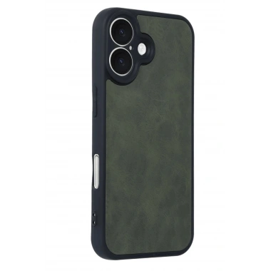 Mey İthalat®  iPhone 16 Kılıf Aras Deri Kapak - Koyu Yeşil