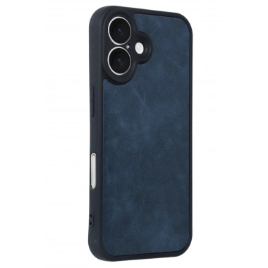 Mey İthalat®  iPhone 16 Kılıf Aras Deri Kapak - Lacivert