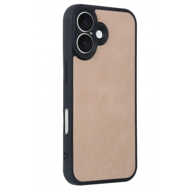 Mey İthalat®  iPhone 16 Kılıf Aras Deri Kapak - Pudra