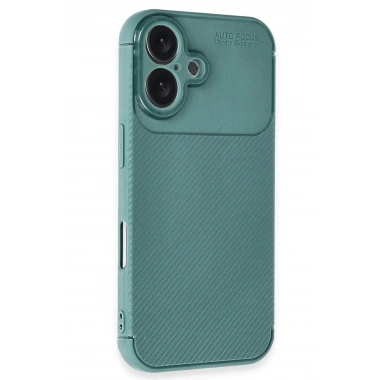 Mey İthalat®  iPhone 16 Kılıf Auto Focus Karbon Kapak - Koyu Yeşil