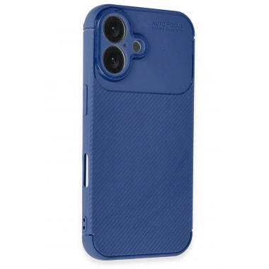 Mey İthalat®  iPhone 16 Kılıf Auto Focus Karbon Kapak - Lacivert