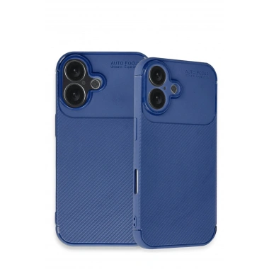 Mey İthalat®  iPhone 16 Kılıf Auto Focus Karbon Kapak - Lacivert