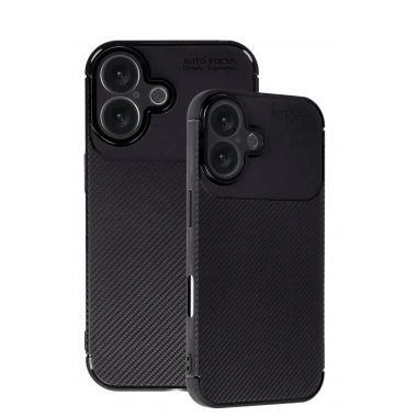 Mey İthalat®  iPhone 16 Kılıf Auto Focus Karbon Kapak - Siyah