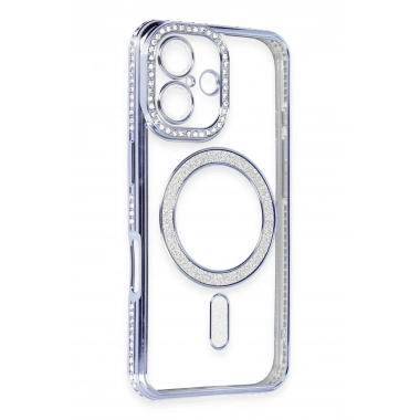 Mey İthalat®  iPhone 16 Kılıf Joke Simli Magneticsafe Kılıf - Mavi