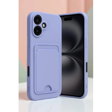 Mey İthalat®  iPhone 16 Kılıf Kelvin Kartvizitli Silikon - Siyah