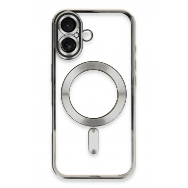 Mey İthalat®  iPhone 16 Kılıf Kross Magneticsafe Kapak - Gümüş