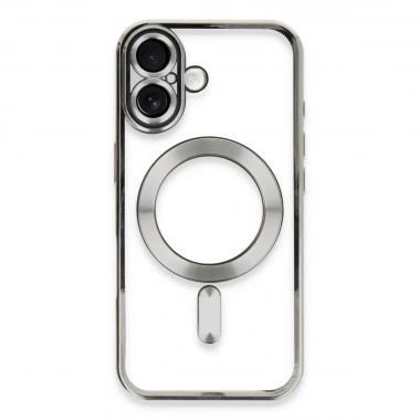 Mey İthalat®  iPhone 16 Kılıf Kross Magneticsafe Kapak - Gümüş