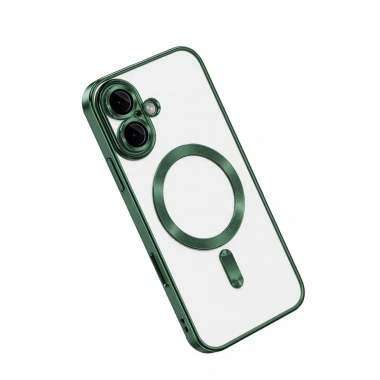 Mey İthalat®   iPhone 16 Kılıf Kross Magneticsafe Kapak - Koyu Yeşil