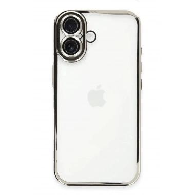Mey İthalat®  iPhone 16 Kılıf  Lensli Silikon - Gümüş