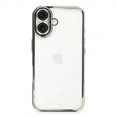 Mey İthalat®  iPhone 16 Kılıf  Lensli Silikon - Gümüş