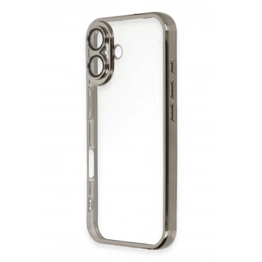 Mey İthalat®  iPhone 16 Kılıf  Lensli Silikon - Titanyum Gri