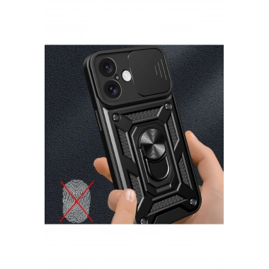 Mey İthalat®  iPhone 16 Kılıf Pars Lens Yüzüklü Silikon - Gold